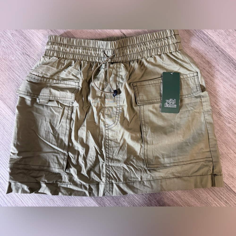 wild fable olive green cargo mini skirt